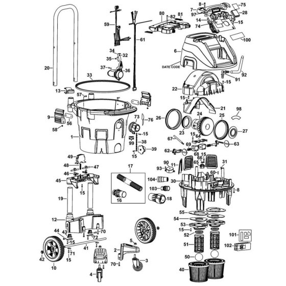 Main Assembly for DeWalt DWV902MT