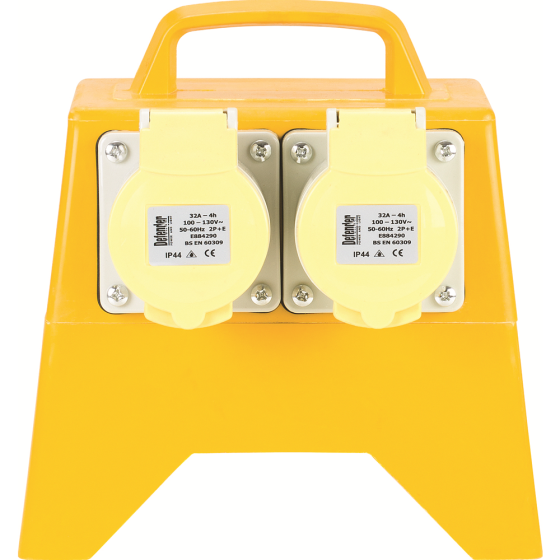 2 Way Distribution Unit - 2x 32A IP44 rating supplied with 3M cable 110V