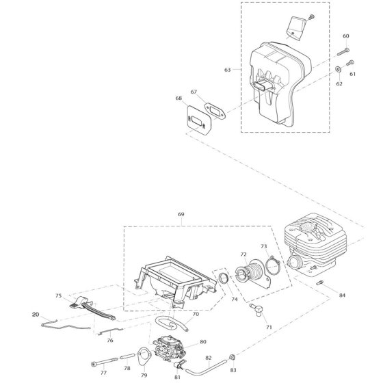 Muffler Assembly for Makita EK7301