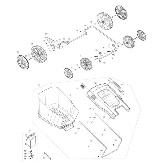 Grass Catcher & Wheel Assembly