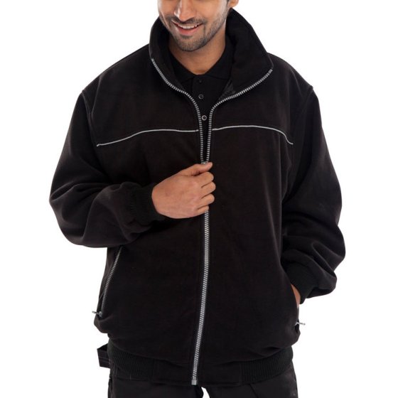 Endeavour Fleece Jacket Full Front Zip Knitted Waistband/Cuffs Black MED