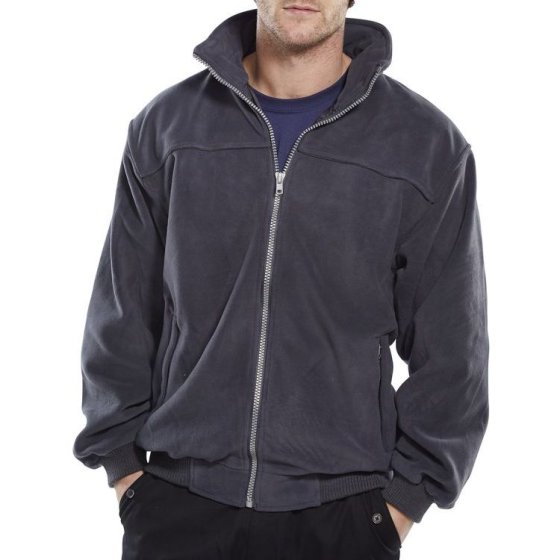 Endeavour Fleece Jacket Full Front Zip Knitted Waistband/Cuffs Grey MED