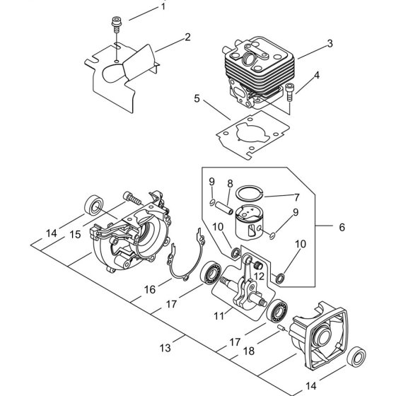 Cylinder, Crankcase, Piston