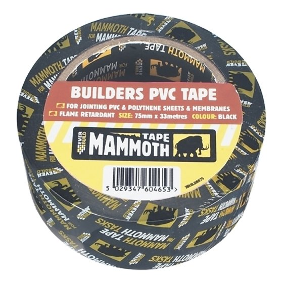 Builder's PVC Tape Black 50mm x 33m by Everbuild - 2BUILDBK50