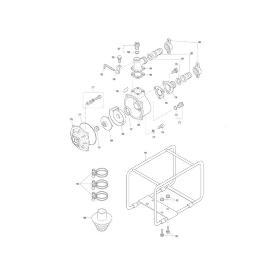 Frame, Pump, Strainer Assembly