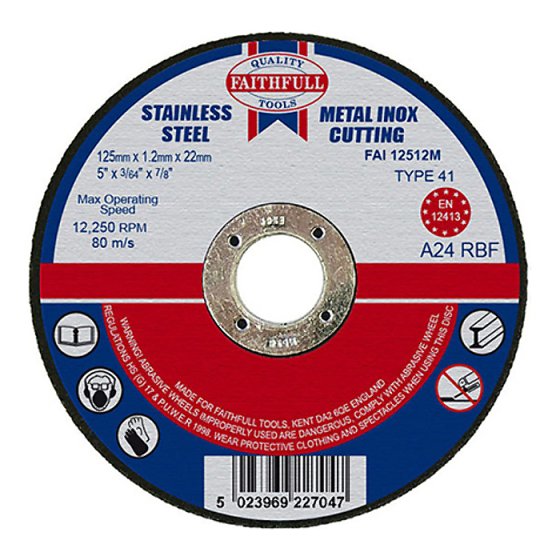 Metal Cut-Off Disc 125 x 1.2 x 22.23mm Faithfull Angle Grinders