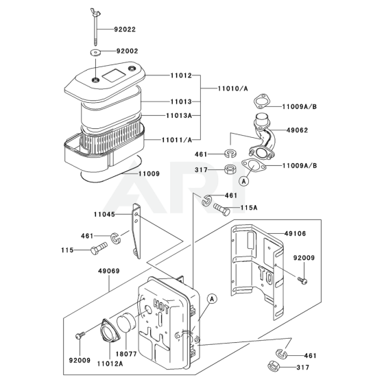 Air Filter/Muffler for Kawasaki