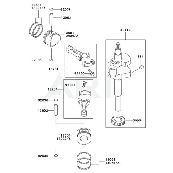 Piston/Crankshaft for Kawasaki