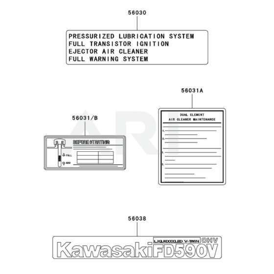 Kawasaki FD590V Engine Label