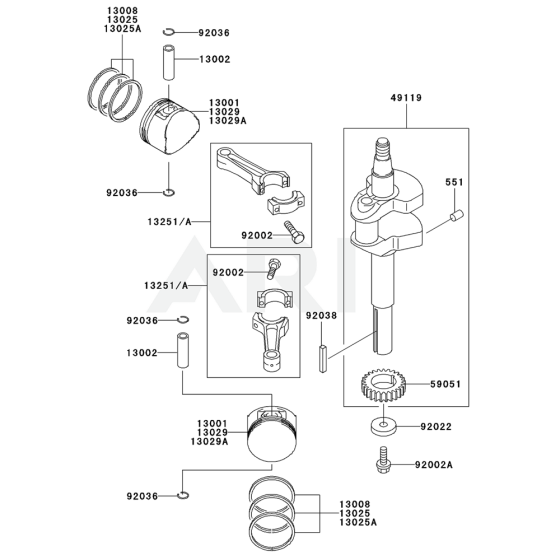 Piston/Crankshaft Kawasaki FD611V