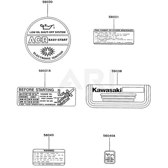 Kawasaki FG200R Engine Label