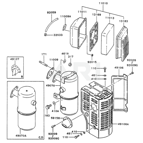 Air Filter & Muffler for FG300D