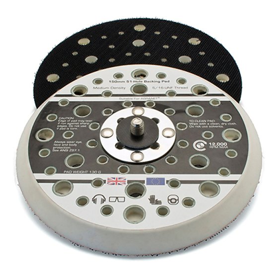 Dual Action Sander Pad 150mm VELCRO Brand 5/16 UNF by Flexipads - 17096