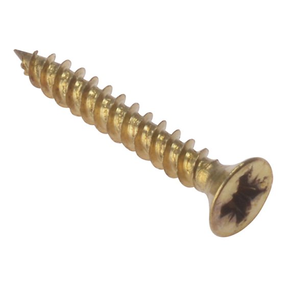 General Purpose Pozi Screw CSK TT Electro Brass 1in x 4 Box 200 by Forgefix - CSK14EB