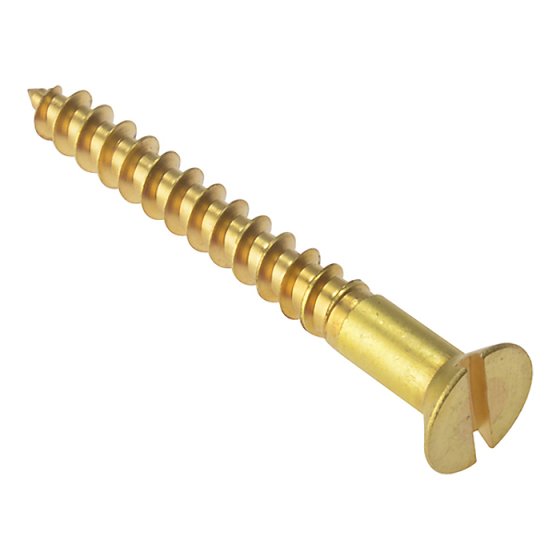 Wood Screw Slotted CSK Solid Brass 1.1/2in x 12 Box 200 by Forgefix - CSK11212BR