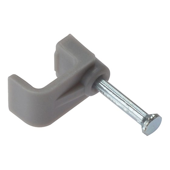 Cable Clip Flat Grey 4.00mm Box 100 by Forgefix - FCC4G