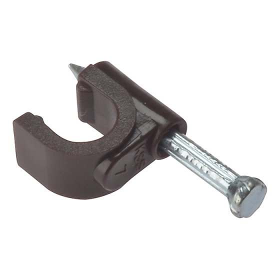 Cable Clip Round Coax Brown 6-7mm Box 100 by Forgefix - RCC67BR