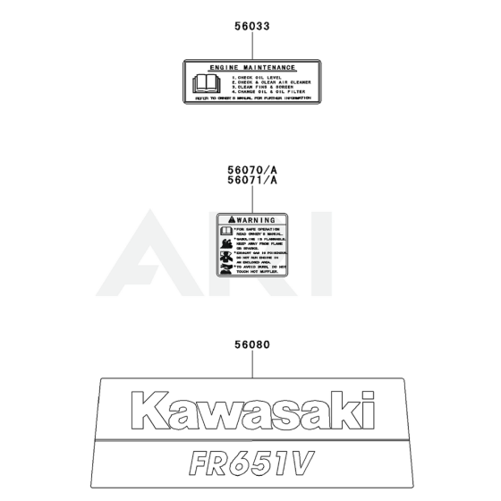Kawasaki FR651V Engine Label