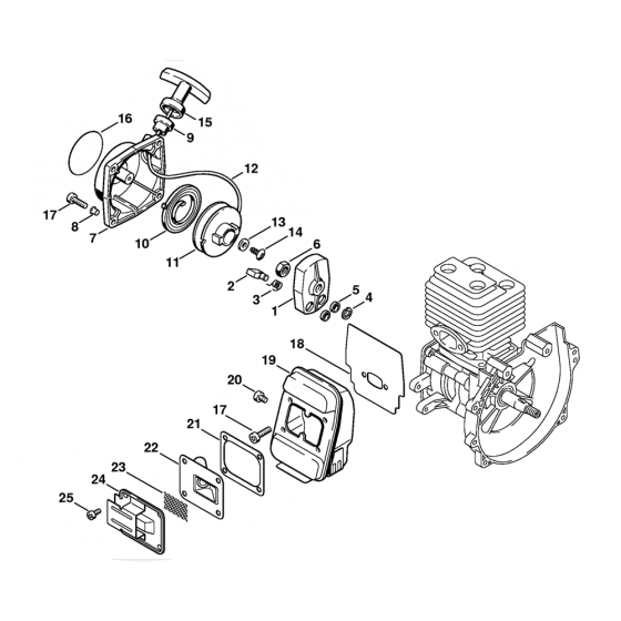 FS108 Starter Muffler Assembly