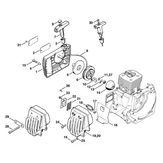 Rewind Starter & Muffler Assembly