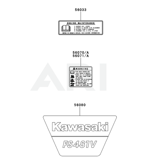 Kawasaki FS481V Engine Label