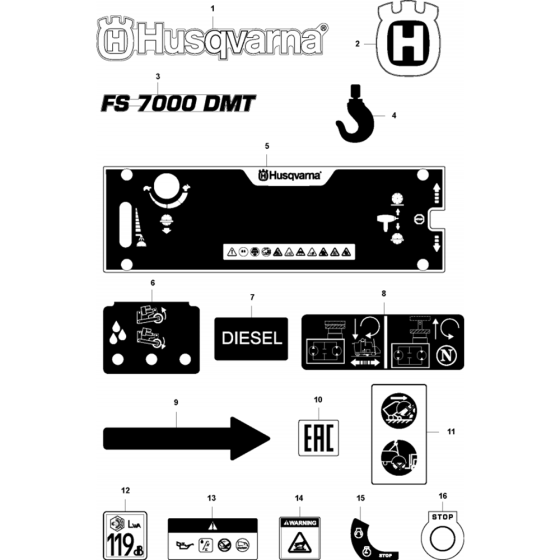 Decals for Husqvarna FS7000 DMT