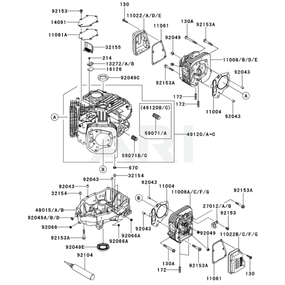 Cylinder/Crankcase Kawasaki FX600V