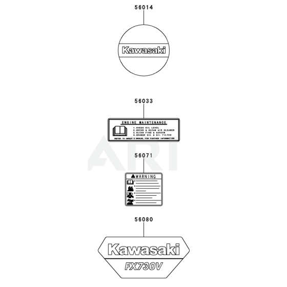 Kawasaki FX730V Engine Label