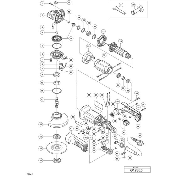 Main Assembly for Hikoki G12SE3