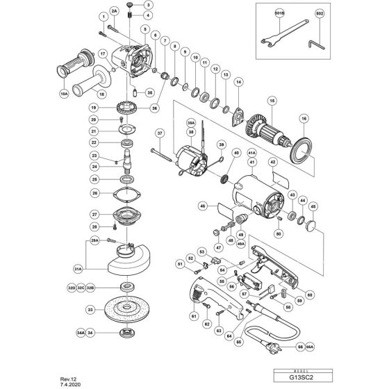 Main Assembly for Hikoki G13SC2