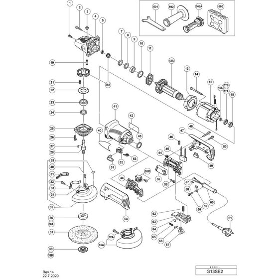 Main Assembly for Hikoki G13SE2