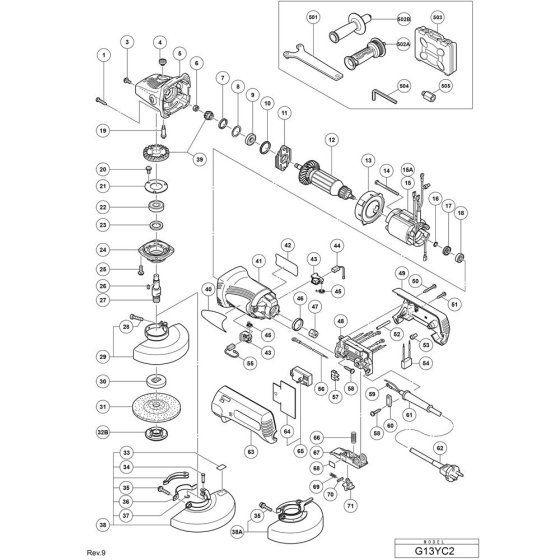 Main Assembly for Hikoki G13YC2