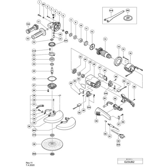 Main Assembly for Hikoki G23UB2
