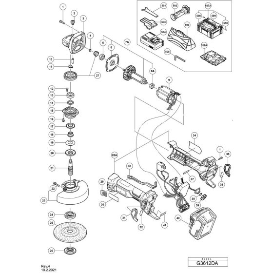 Main Assembly for Hikoki G3612DA