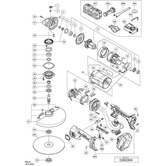 Main Assembly for Hikoki G3623DA