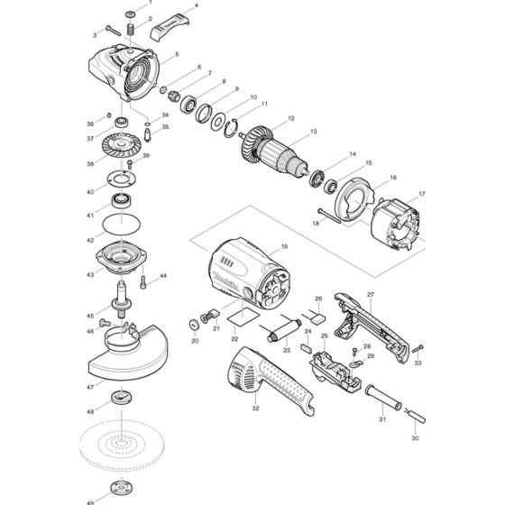 Makita GA7020S Main Assembly