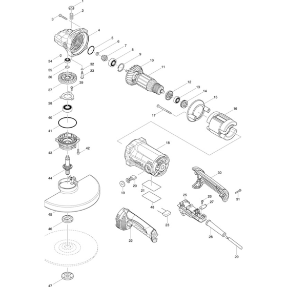 Makita GA9050 Main Assembly
