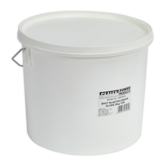 Shot Blasting Beads Glass 25kg Plastic Tub Sealey Part No. GB25KG