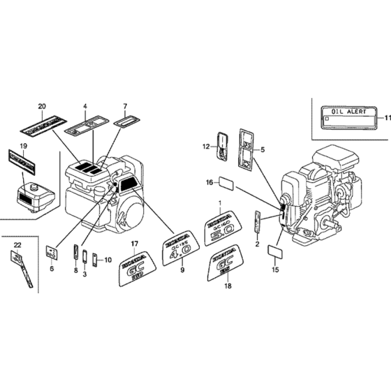 Label Assembly for Honda GC135E