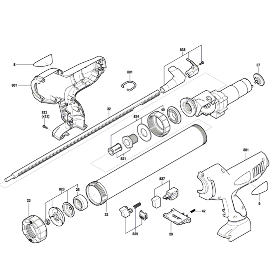 Cordless Caulking Gun Assembly