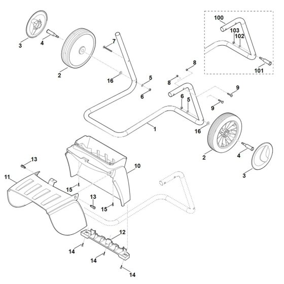 Wheel Carrier for Stihl Shredder