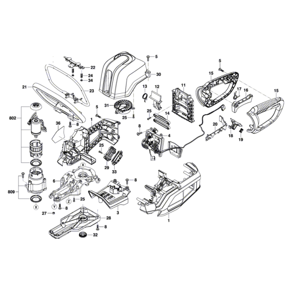 Hedgecutter Assembly for Bosch GHE 70 R