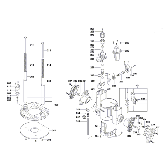 Router Assembly for Bosch GMF 1600 CE