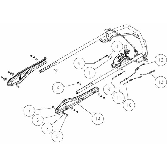 Handle Assembly -2 for OREC GR537PRO (2 Action) Mower