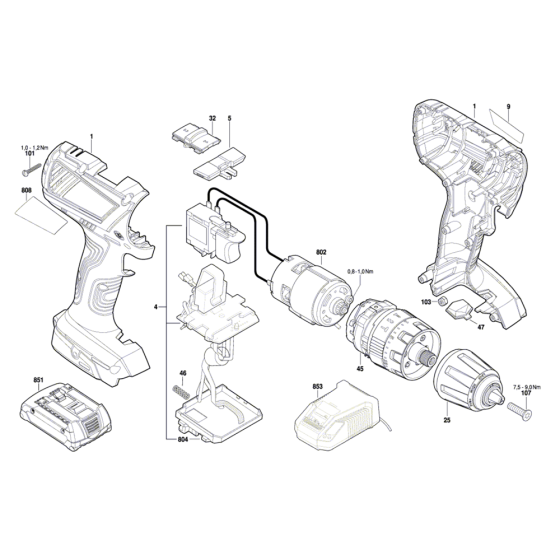 Cordless Screwdriver Assembly