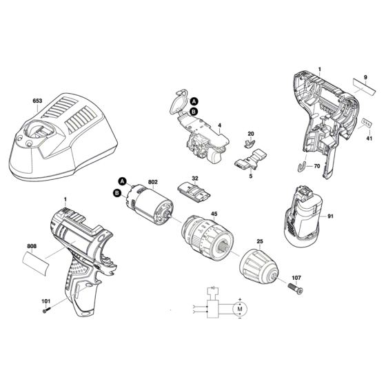 Bosch GSB 12V-15 Assembly