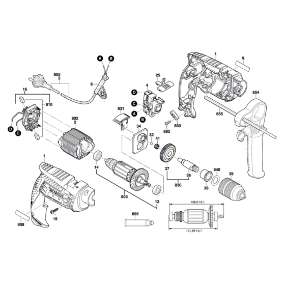 Bosch GSB 13 RE Drill Assembly