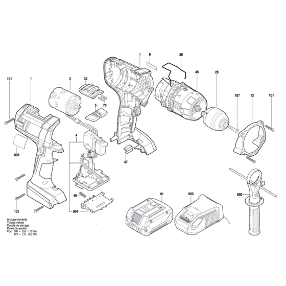 Bosch GSB 18 VE-2-LI Assembly