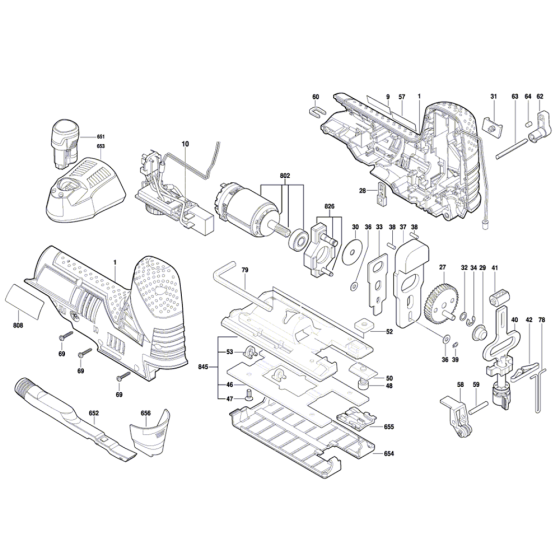 Bosch GST 12V-70 Jigsaw Assembly