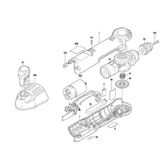Cordless Angle Drill Assembly